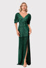 Load image into Gallery viewer, Sparkly V-Neck Champagne Formal Dress with Split Front