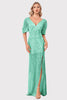 Load image into Gallery viewer, Sparkly V-Neck Champagne Formal Dress with Split Front