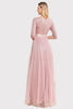 Load image into Gallery viewer, Boat Neck Blush Formal Dress with Sleeves