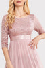 Load image into Gallery viewer, Boat Neck Blush Formal Dress with Sleeves