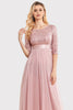 Load image into Gallery viewer, Boat Neck Blush Formal Dress with Sleeves