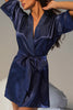 Load image into Gallery viewer, Navy Satin Boho Kimono Bridal Party Robes