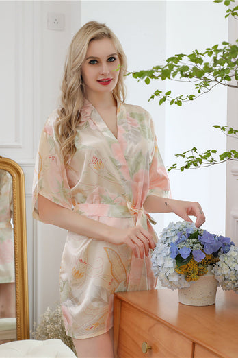 Champagne Floral Boho Kimono Wedding Robe