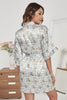 Load image into Gallery viewer, Light Blue Tiny Foral Kimono Wedding Robe