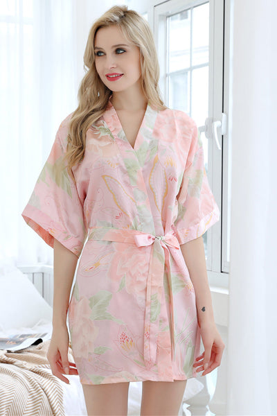 Pink Bride Bridesmaid Floral Robes