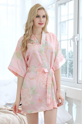 Pink Bride Bridesmaid Floral Robes