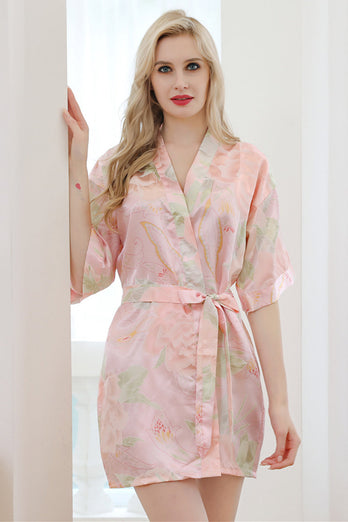 Pink Bride Bridesmaid Floral Robes