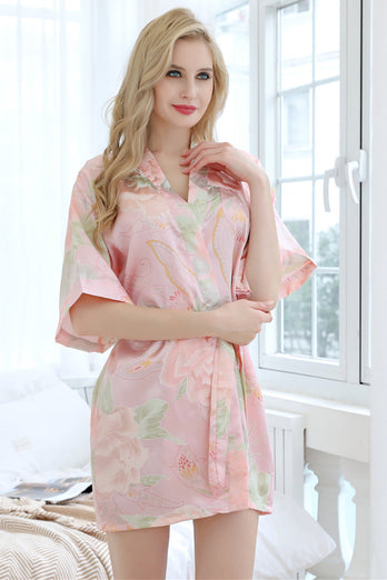 Pink Bride Bridesmaid Floral Robes