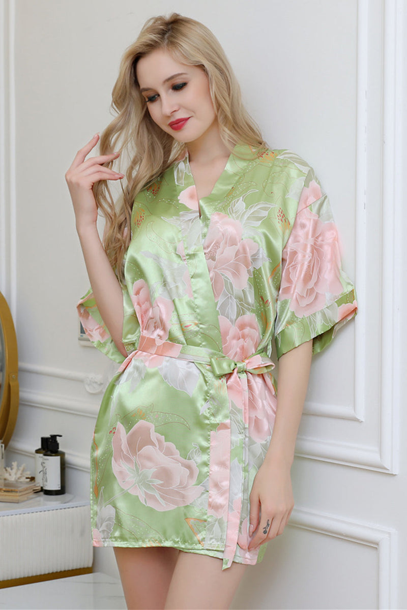 Load image into Gallery viewer, Bridesmaid Floral Robes Green Print Robes