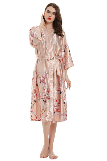 Blush Print Kimono Bridal Party Robes