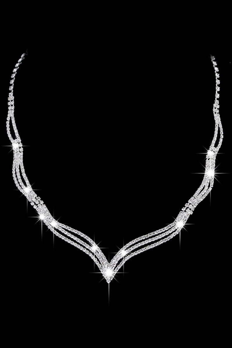 Load image into Gallery viewer, Silver Crystal Necklace Earrings Jewelry Set