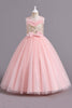 Load image into Gallery viewer, Red A Line Beaded Girls&#39; Dress With Bow