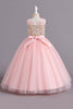 Load image into Gallery viewer, Red A Line Beaded Girls&#39; Dress With Bow