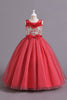 Load image into Gallery viewer, Red A Line Beaded Girls&#39; Dress With Bow