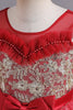 Load image into Gallery viewer, Red A Line Beaded Girls&#39; Dress With Bow