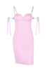 Load image into Gallery viewer, Cold Shoulder Bodycon Pink Party Dress with Beading