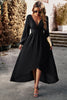 Load image into Gallery viewer, Long Sleeves Black Holiday Party Dress with Pleated