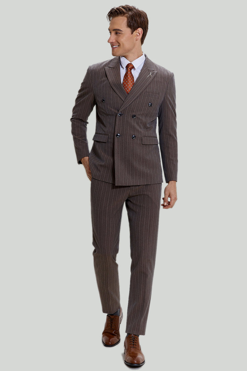 Load image into Gallery viewer, Coffee Pinstripe 3 Piece Men&#39;s Party Suits