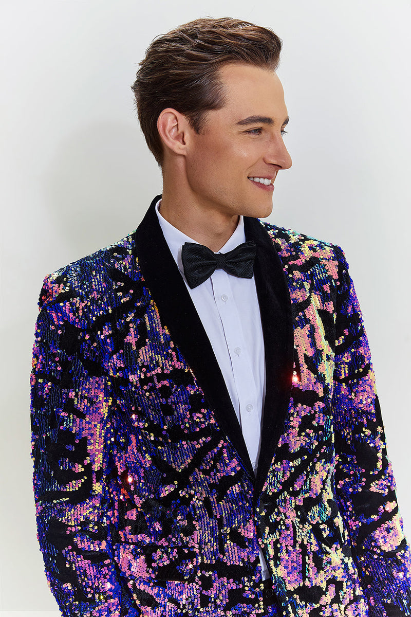 Load image into Gallery viewer, White Sequins Mens Two-Piece Suit Shawl Lapel One Button Formal Tuxedo