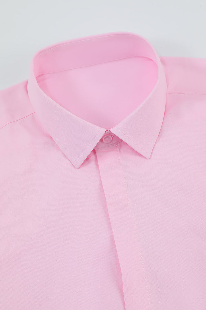 Load image into Gallery viewer, Pink Men&#39;s Solid Long Sleeves Collar Dress Suit