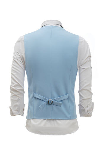 Light Blue Single Breasted Shawl Lapel Men's Suit Vest