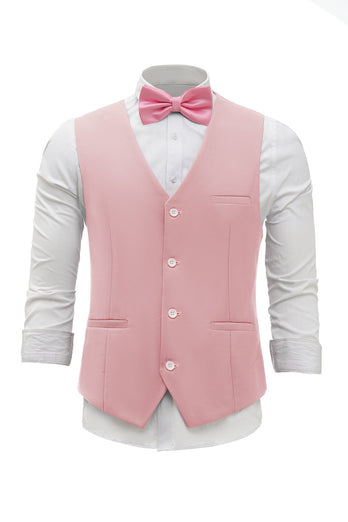 Pink Single Breasted Shawl Lapel Men's Suit Vest