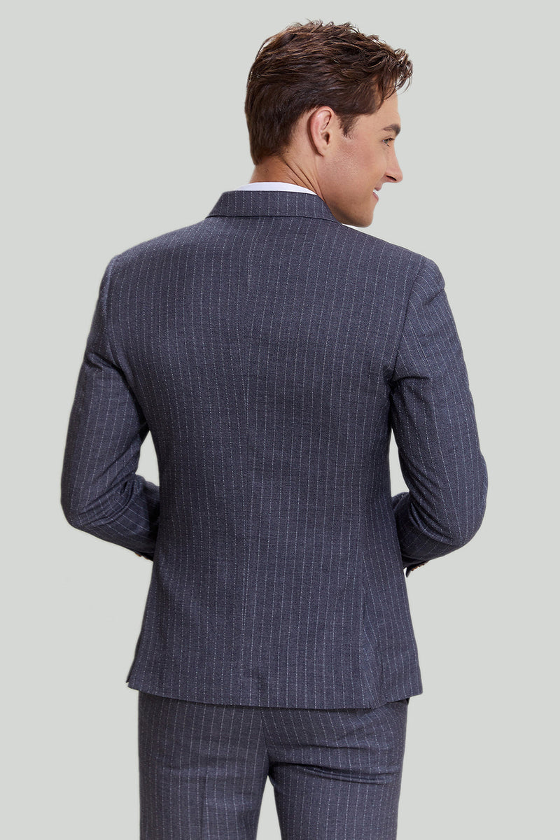 Load image into Gallery viewer, Men&#39;s 3 Piece Pinstripe Grey Suit