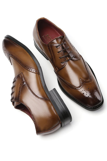 Brown Lace-Up Men's Leather Slip-On Dress Shoes