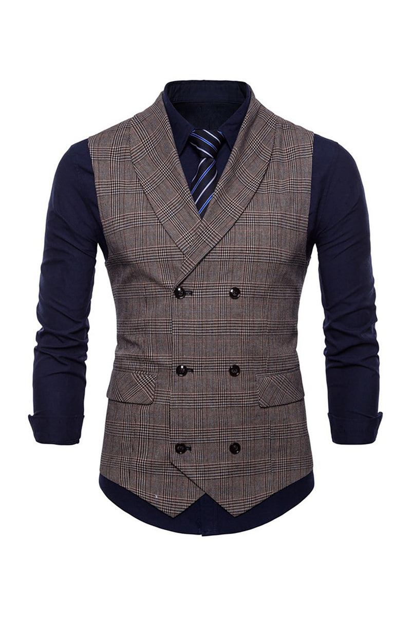 Load image into Gallery viewer, Grey Pinstripe Double Breasted Shawl Lapel Men&#39;s Suit Vest