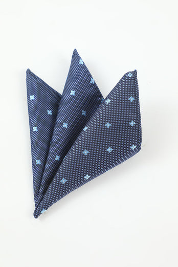 Navy Men's 5-Piece Accessory Set Tie and Bow Tie Pocket Square Flower Lapel Pin Tie Clip