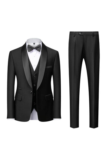 Grey Shawl Lapel Men's 3 Pieces Suits