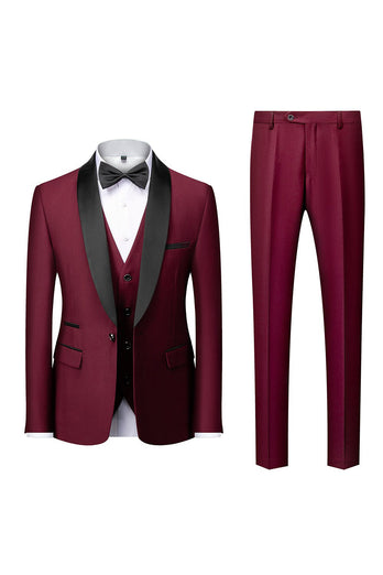 Grey Shawl Lapel Men's 3 Pieces Suits