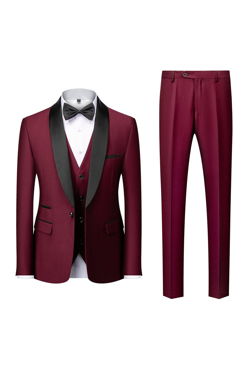 Load image into Gallery viewer, Grey Shawl Lapel Men&#39;s 3 Pieces Suits