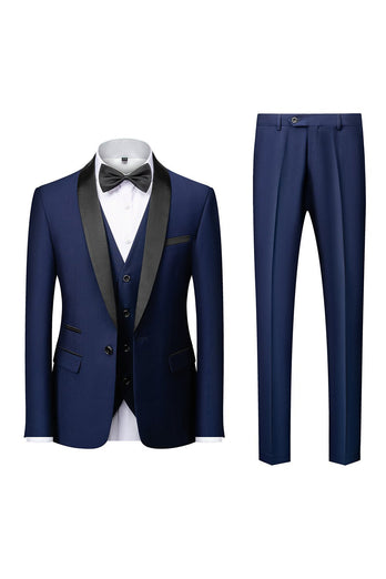 Grey Shawl Lapel Men's 3 Pieces Suits