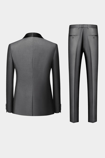 Grey Shawl Lapel Men's 3 Pieces Suits