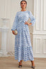 Load image into Gallery viewer, A-Line Blue Long Formal Dress with Long Sleeves