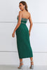 Load image into Gallery viewer, Dark Green Strapless Semi Formal Dress with Slit