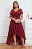 Load image into Gallery viewer, Plus Size Burgundy Mother of Bride Dress with Short Sleeves