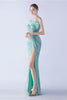 Load image into Gallery viewer, Black Spaghetti Straps Sheath Sequin Formal Dress with Feather