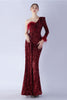 Load image into Gallery viewer, Mermaid One Shoulder Sequin Formal Dress With Feathers