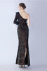 Load image into Gallery viewer, Mermaid One Shoulder Sequin Formal Dress With Feathers