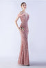 Load image into Gallery viewer, Mermaid Spaghetti Straps Sequin Formal Evening Dress With Feathers