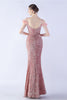 Load image into Gallery viewer, Mermaid Spaghetti Straps Sequin Formal Evening Dress With Feathers