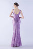 Load image into Gallery viewer, Lilac Mermaid V Neck Side Slit Beaded Evening Dress With Feather