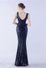 Load image into Gallery viewer, Lilac Mermaid V Neck Side Slit Beaded Evening Dress With Feather