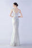 Load image into Gallery viewer, Lilac Mermaid V Neck Side Slit Beaded Evening Dress With Feather