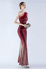 Load image into Gallery viewer, Glitter Black Beaded Bodycon Feather Slope-Neck One-Shoulder Evening Dress With Slit