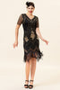 Load image into Gallery viewer, V Neck Black 1920s Flapper Dress