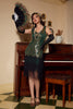 Load image into Gallery viewer, Green V Neck 1920s Great Gatsby Dress