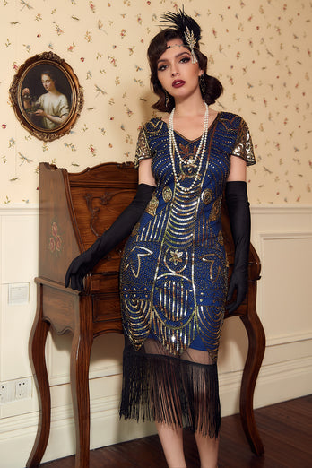 Black Golden 1920 Retro Sequin Dress